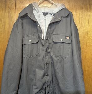 Dickies Men's Gray Duck Water Repellent Jacket with Hoodie